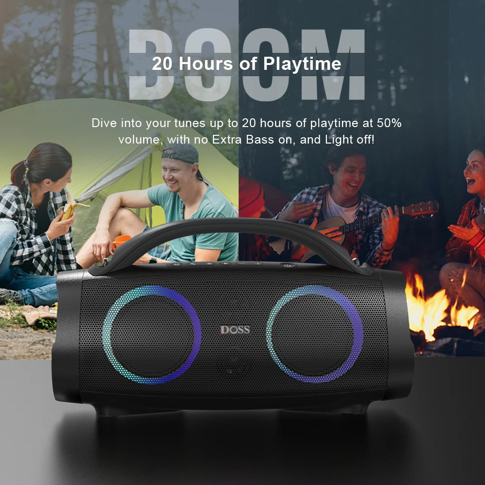 DOSS Portable Bluetooth Speaker 100W IPX6 Waterproof