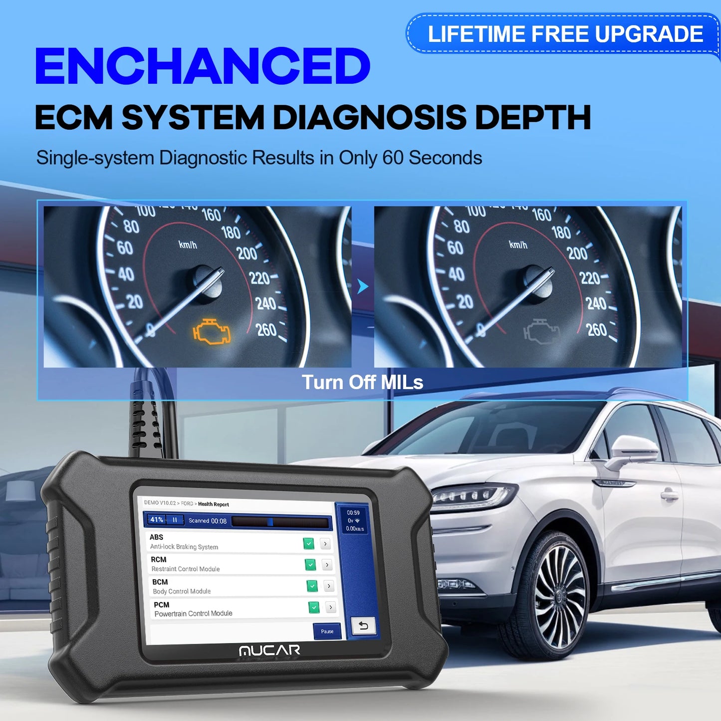 MUCAR CS90 OBD2 Diagnostic Tool with Lifetime Updates and Services