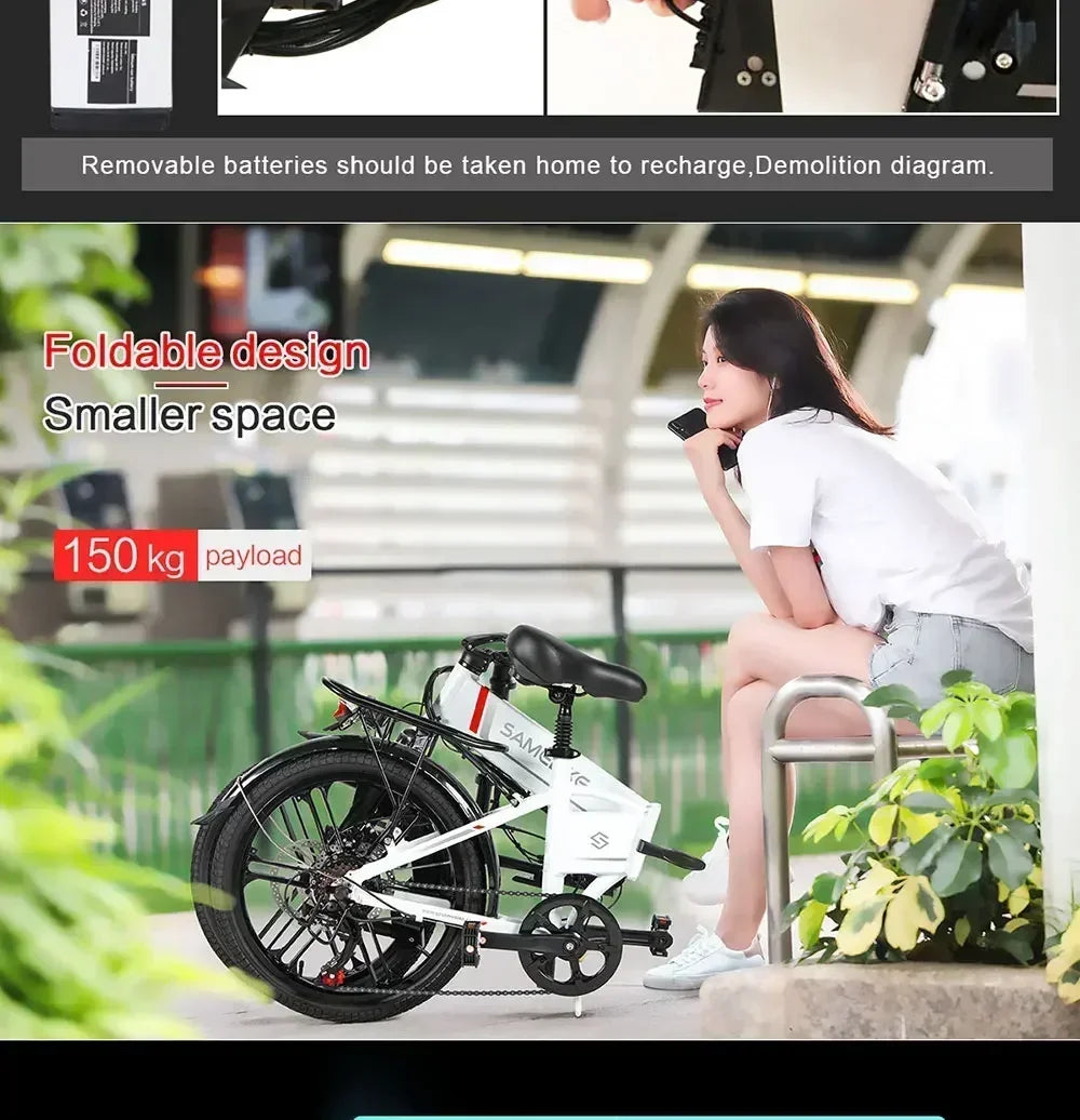 Electric Folding Bike with Detachable Lithium Battery for Commuting