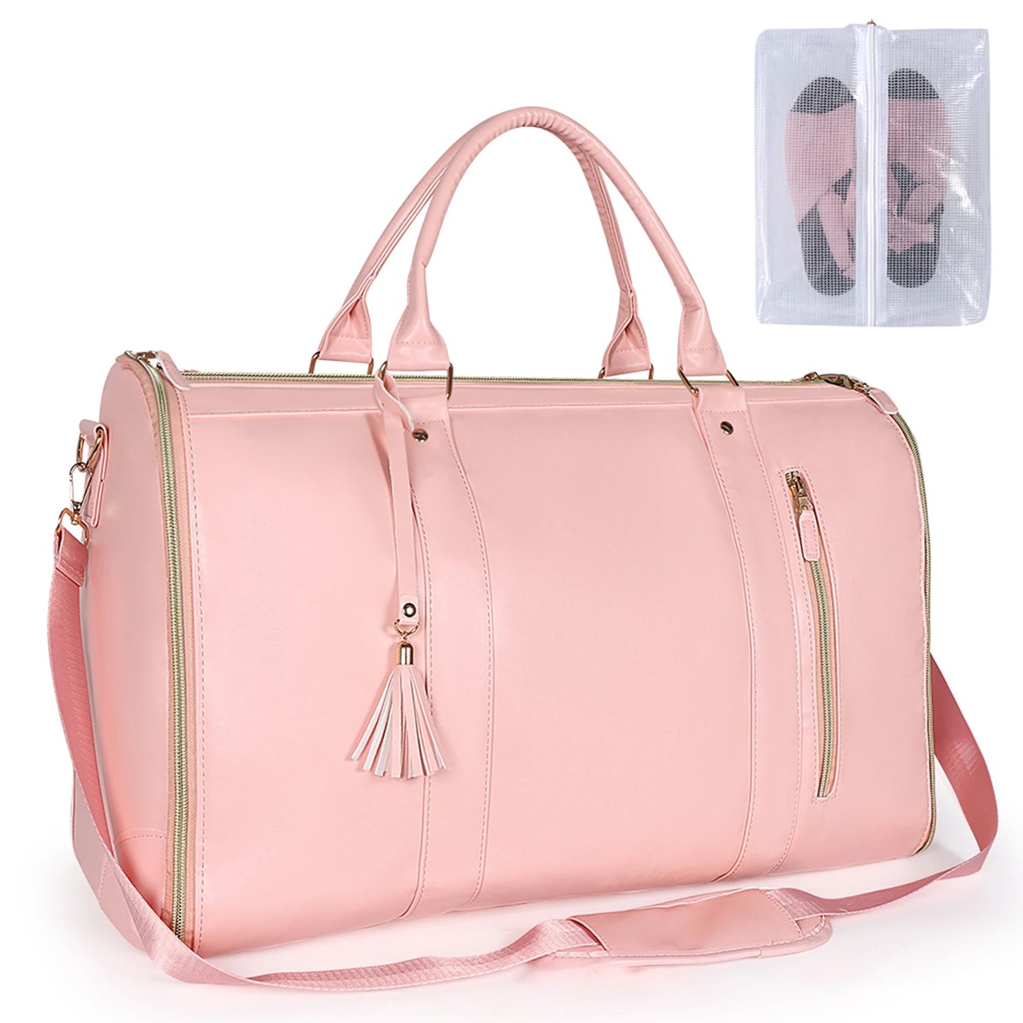 Guangdong PU Leather Garment Duffle Bag Carry On 2In1