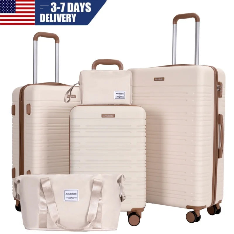 Amalodie 3 Piece Hardside Luggage Set with Spinner Wheels