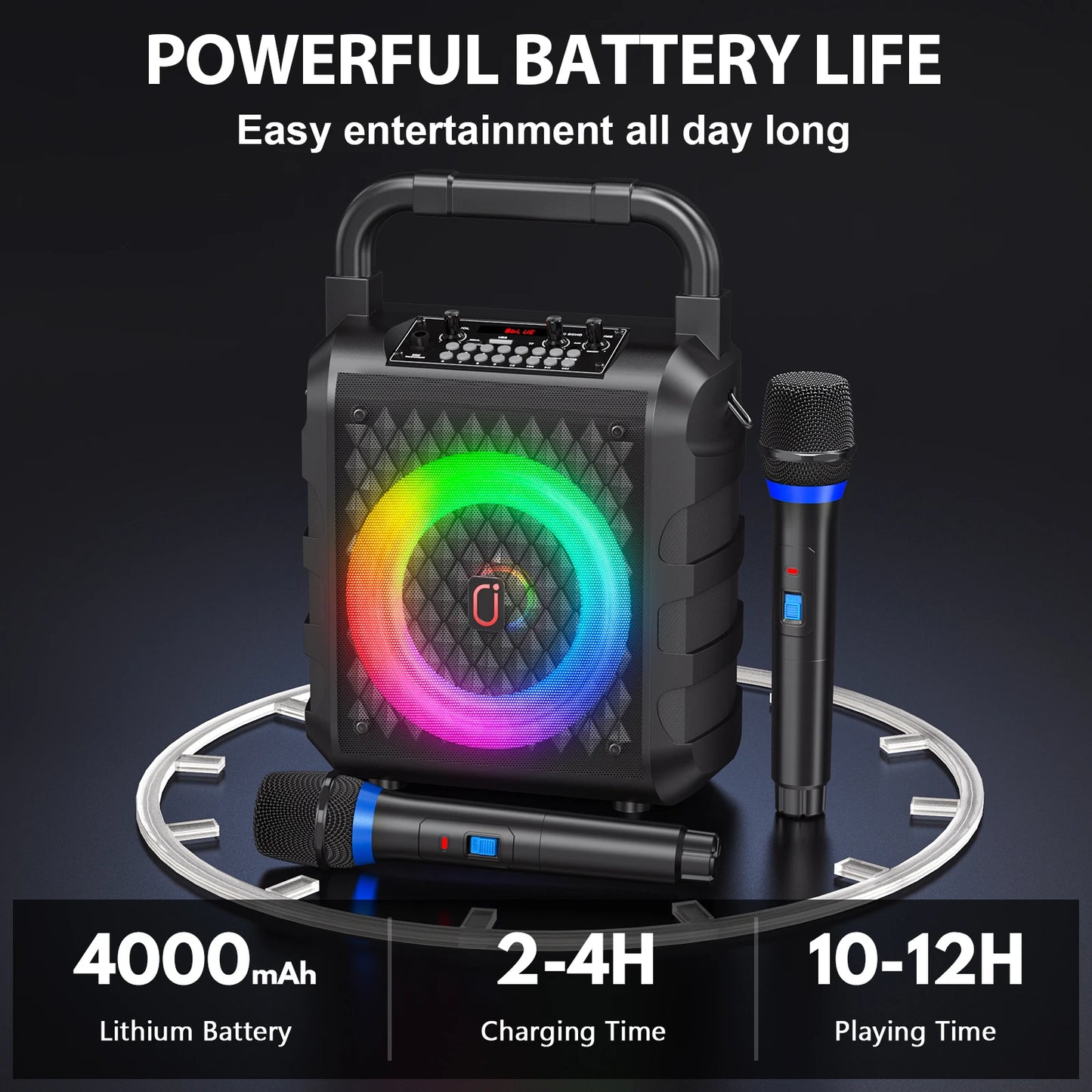 FanFun Wireless Karaoke Speaker Bluetooth Mic LED Light