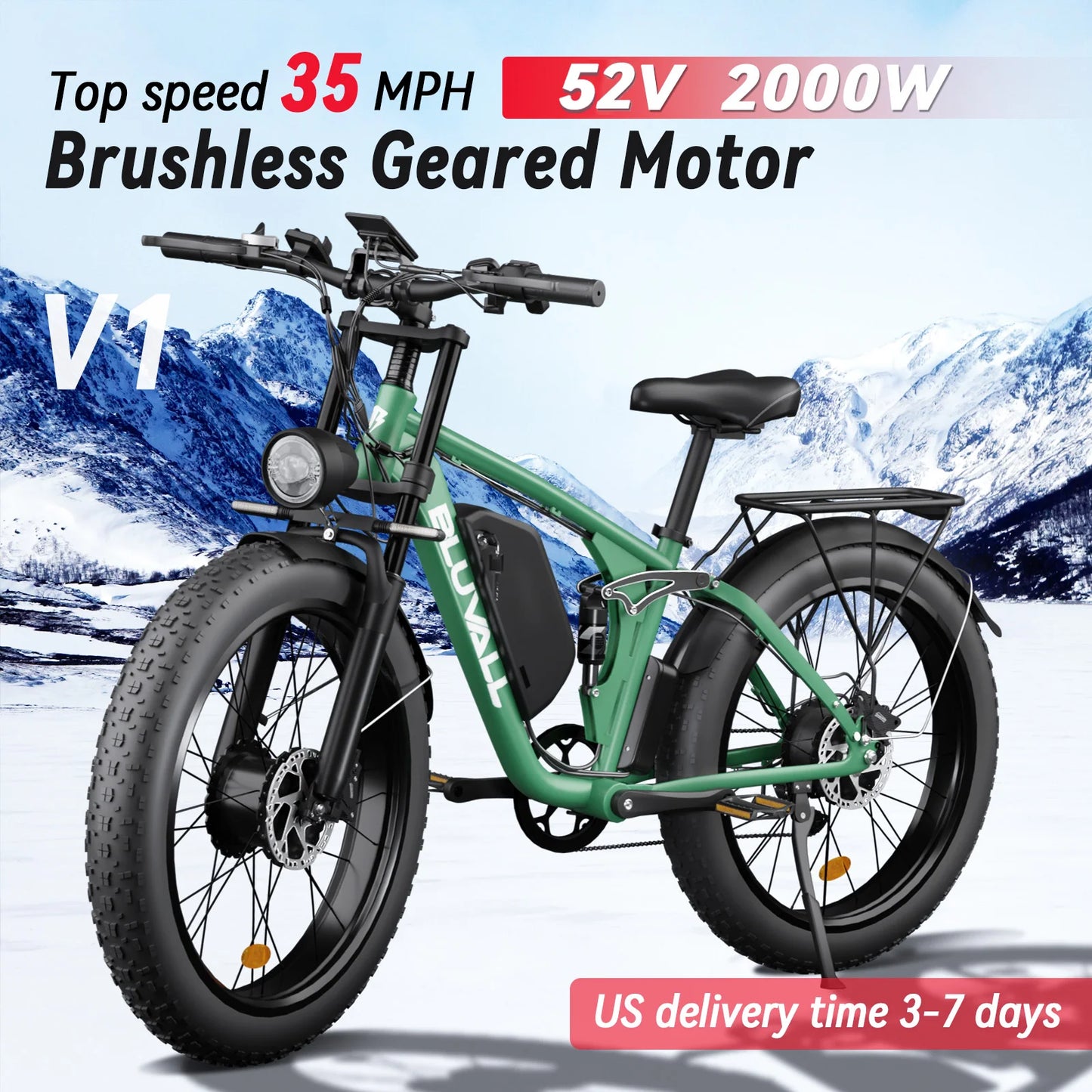 Zeegr Fat Tire Electric Bike Dual Motor 2000W Suspension