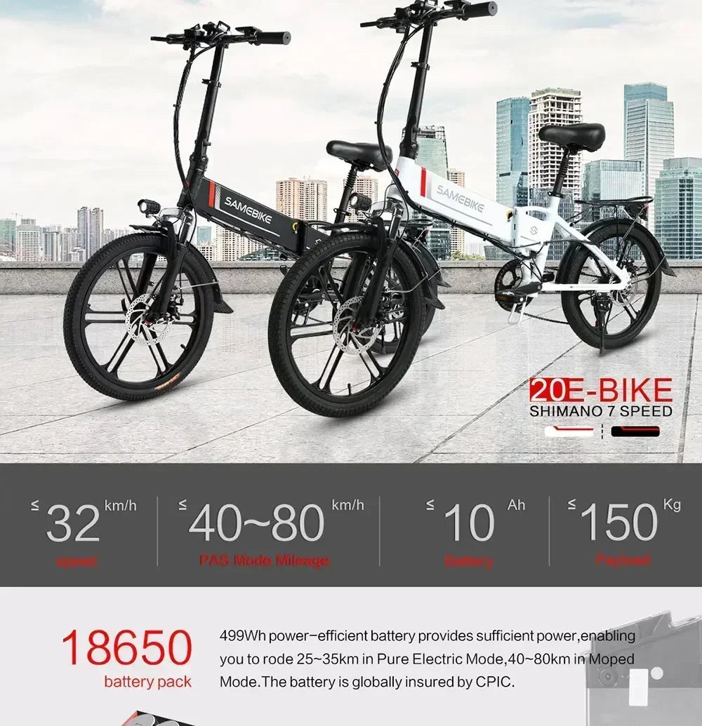 Electric Folding Bike with Detachable Lithium Battery for Commuting