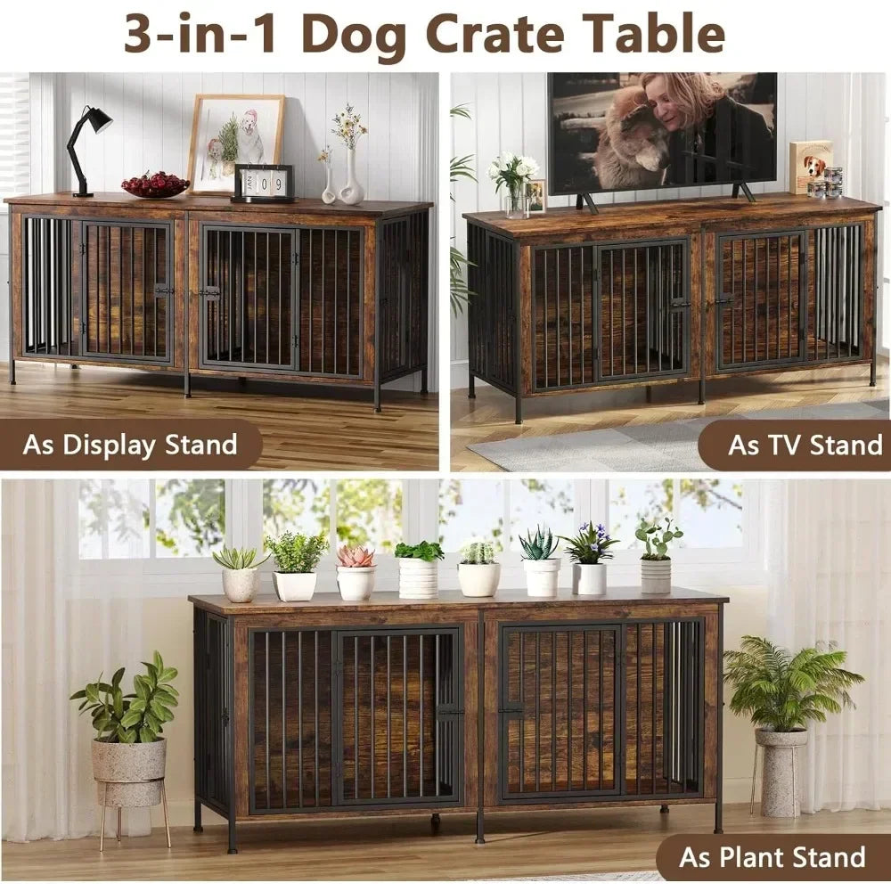 Extra Large Double Dog Crate Furniture for Two Dogs