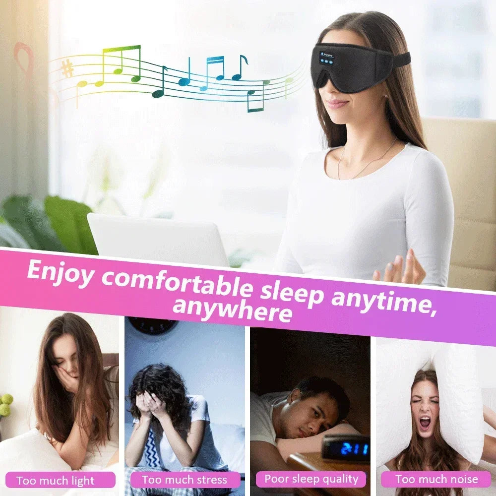 3D Wireless Music Headphone Sleep Eye Mask with Bluetooth Mic