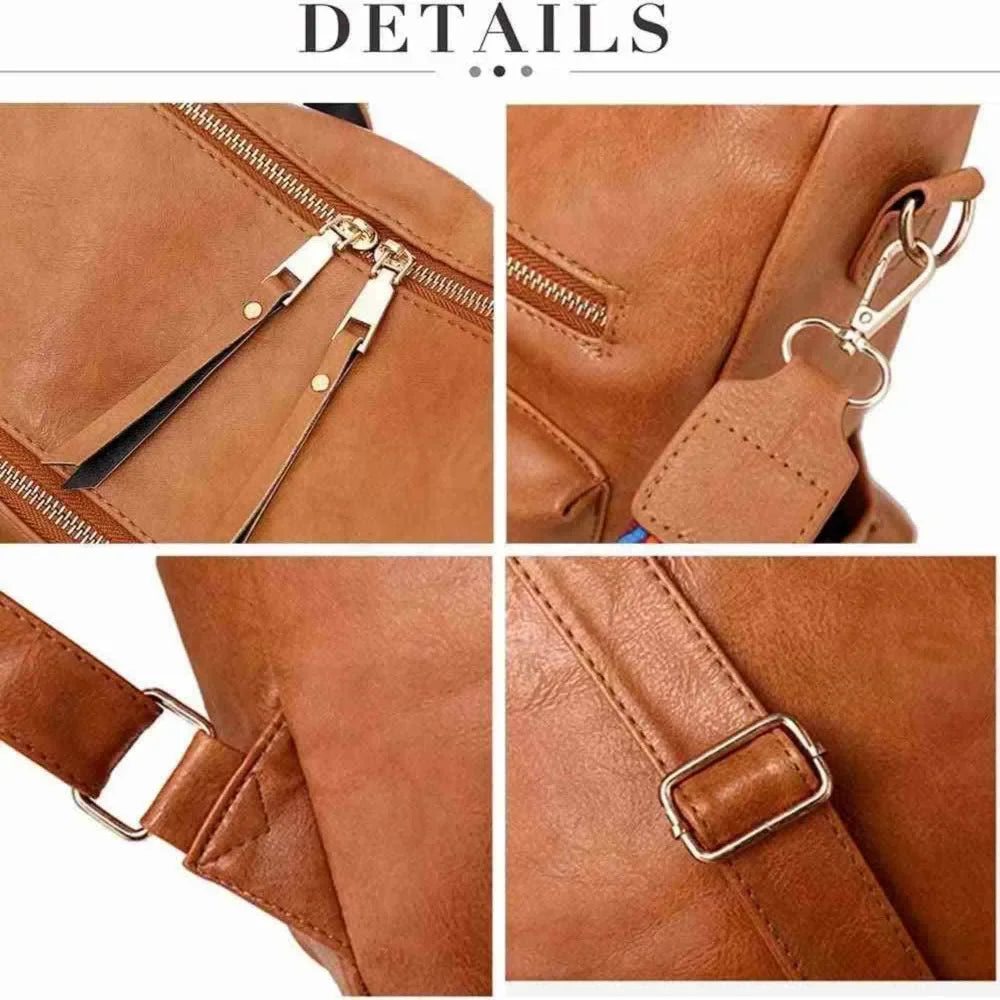 Brown Ladies Fashion Anti-Theft Backpack Purse for Women