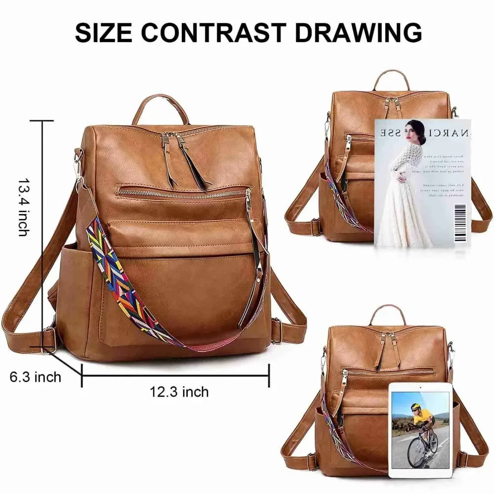 Brown Ladies Fashion Anti-Theft Backpack Purse for Women