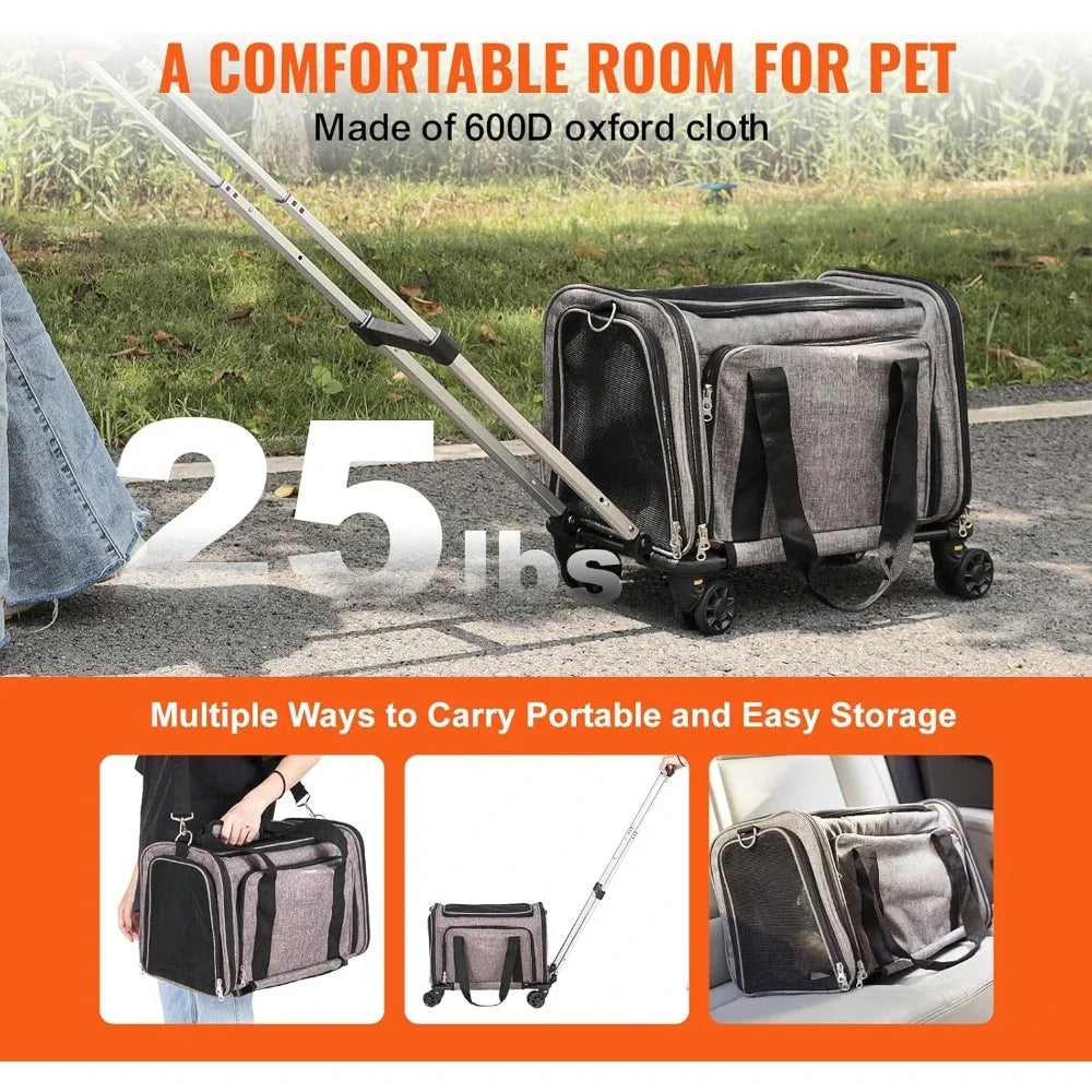 ANGDUO Airline Approved Pet Carrier with Wheels for Travel