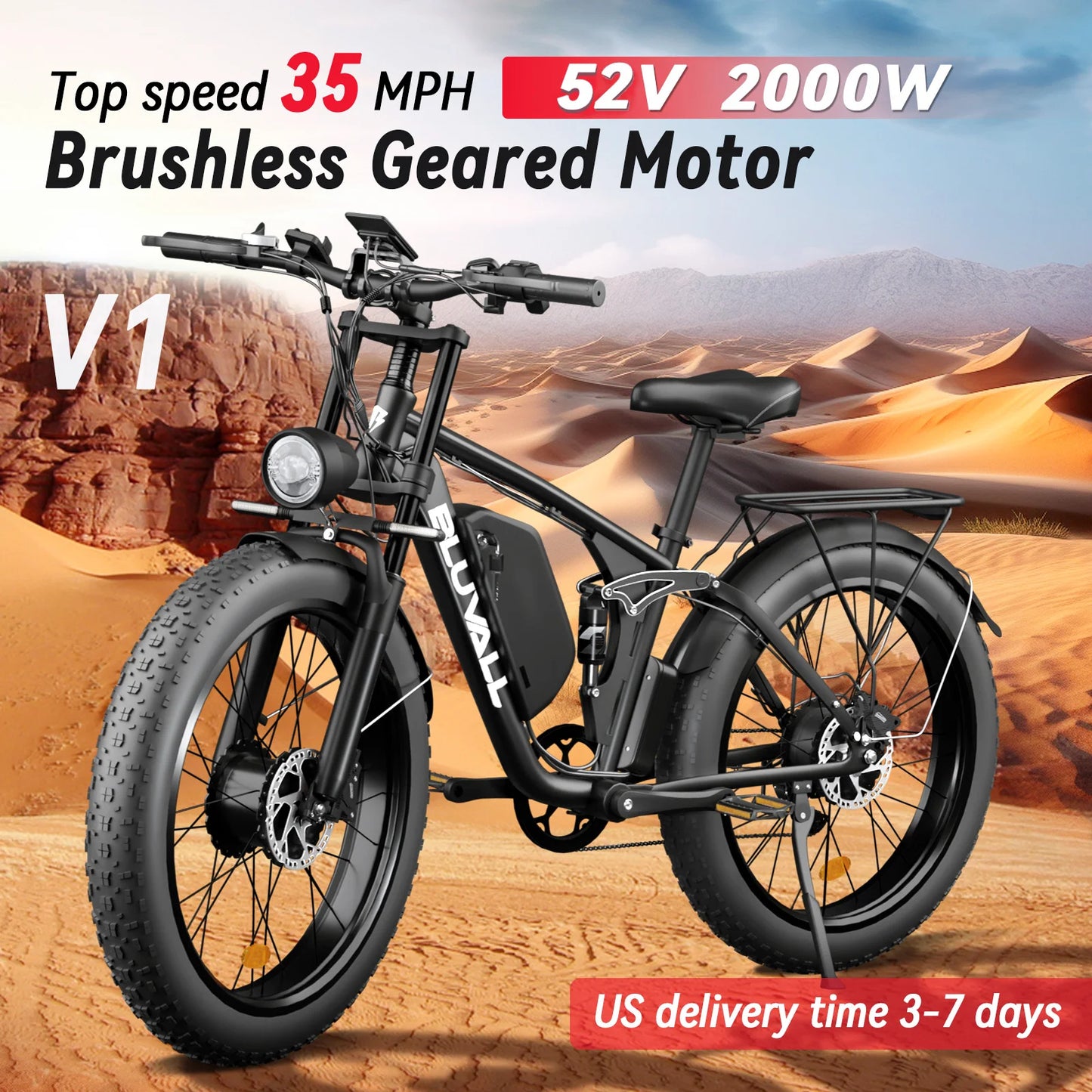 Zeegr Fat Tire Electric Bike Dual Motor 2000W Suspension