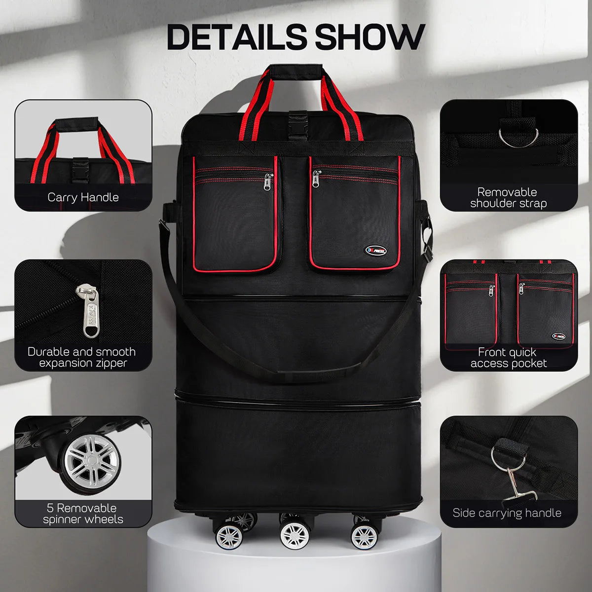 Foldable Travel Duffel Bag with Wheels and Waterproof Design