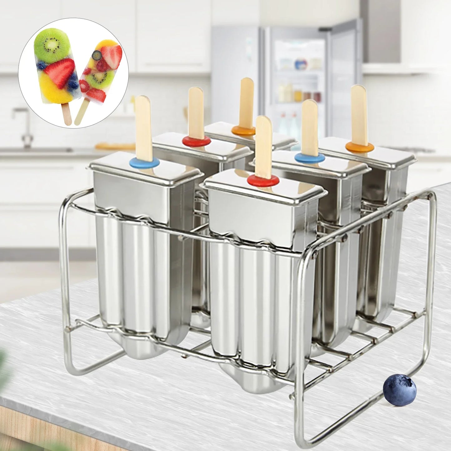 Bymaocar Stainless Steel Ice Cream Mold Set For Popsicles