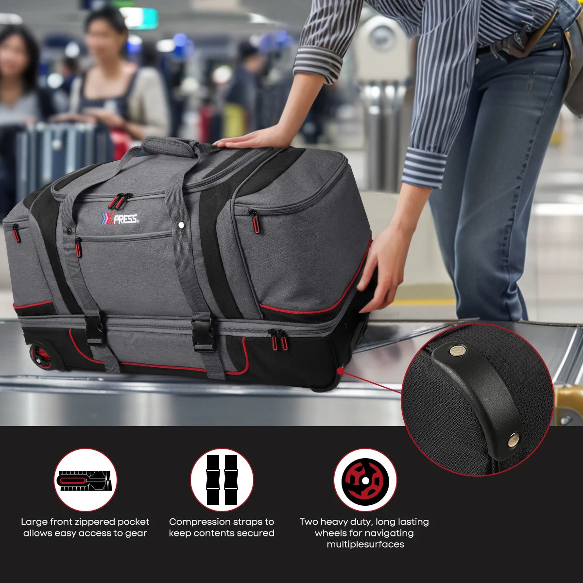 Rolling Duffel Bag with Wheels for Travel and Adventure