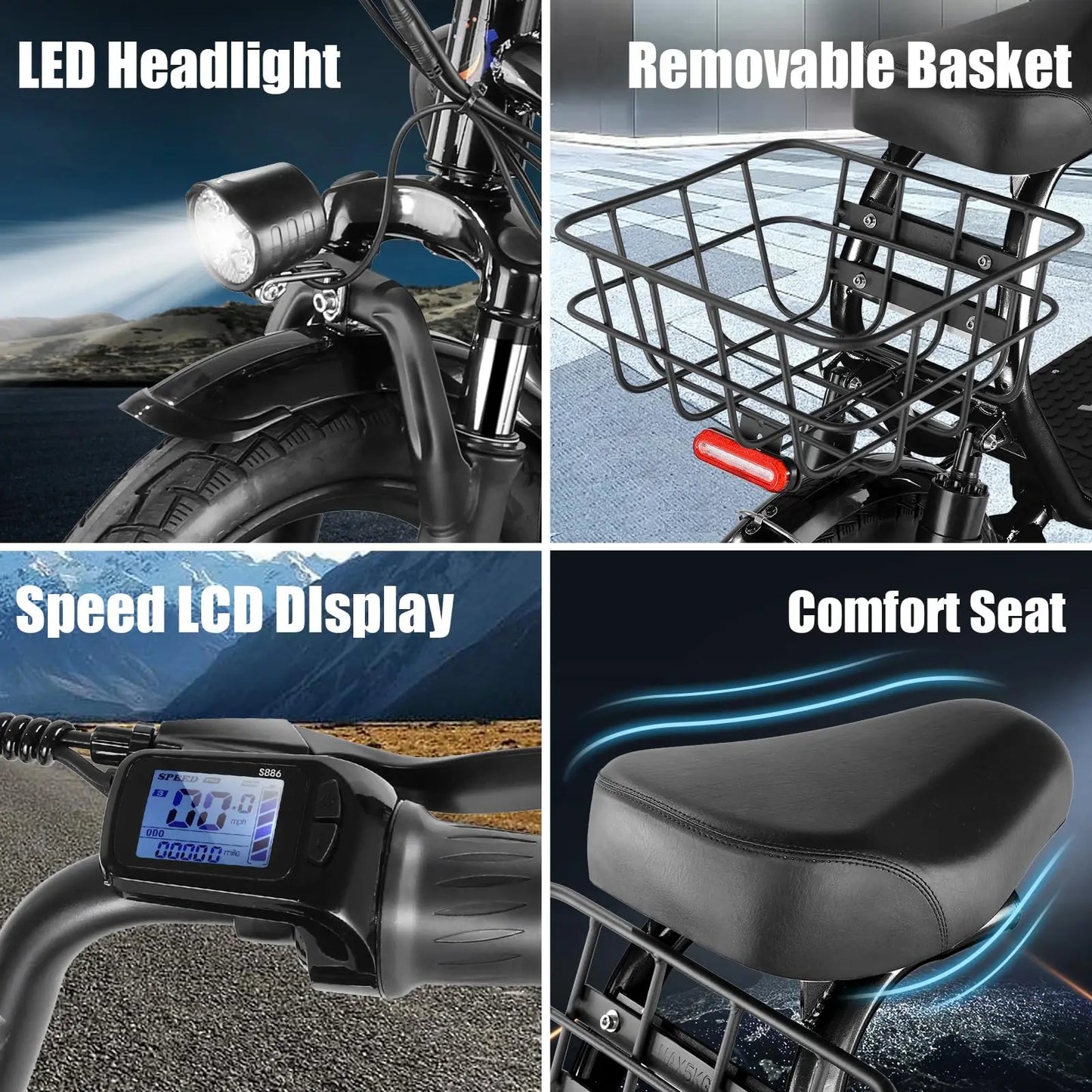 Caroma 750W Electric Scooter With Seat Fat Tire Battery