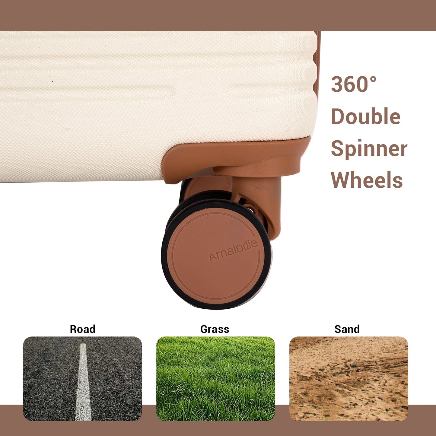 Amalodie 3 Piece Hardside Luggage Set with Spinner Wheels