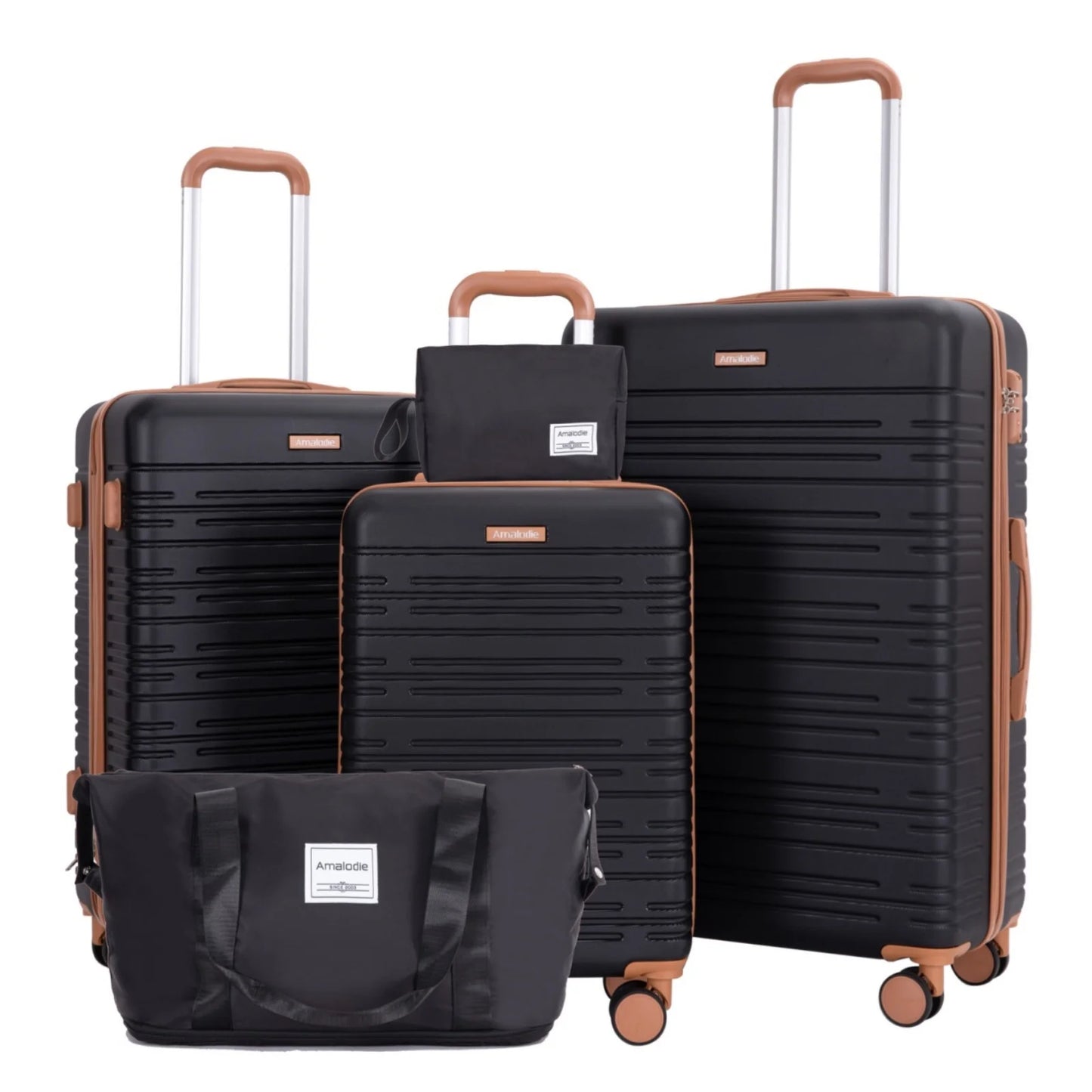 Amalodie 3 Piece Hardside Luggage Set with Spinner Wheels