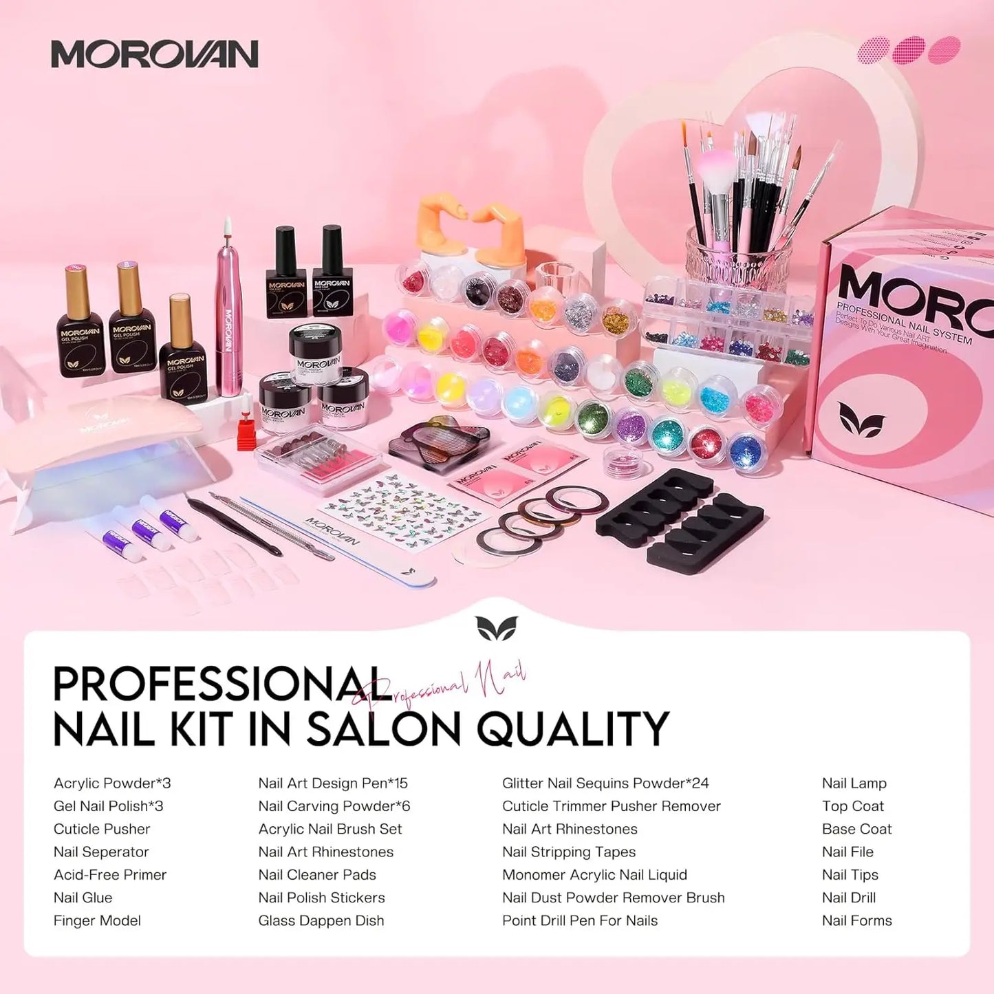 Morovan Nail Set For Beginners With Diamond Powder Nail Art