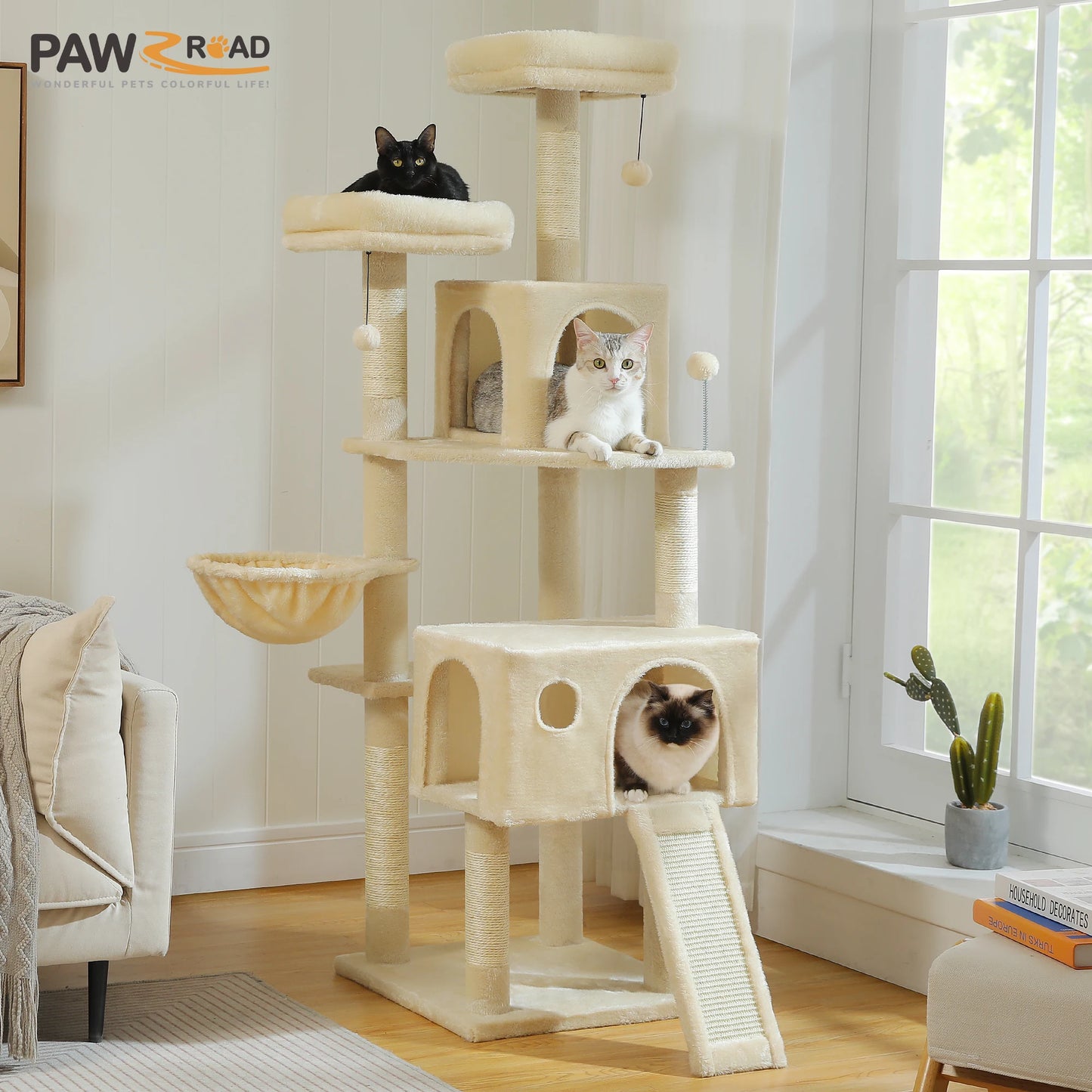 PAWZ Road Multi Level Cat Tree Tower With Sisal Scratching