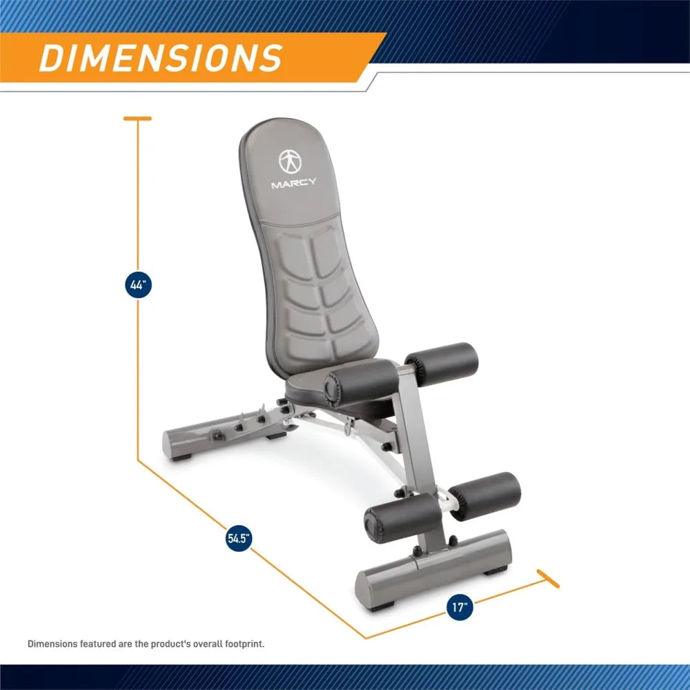 Marcy Deluxe Foldable Utility Bench for Home Gym Workouts