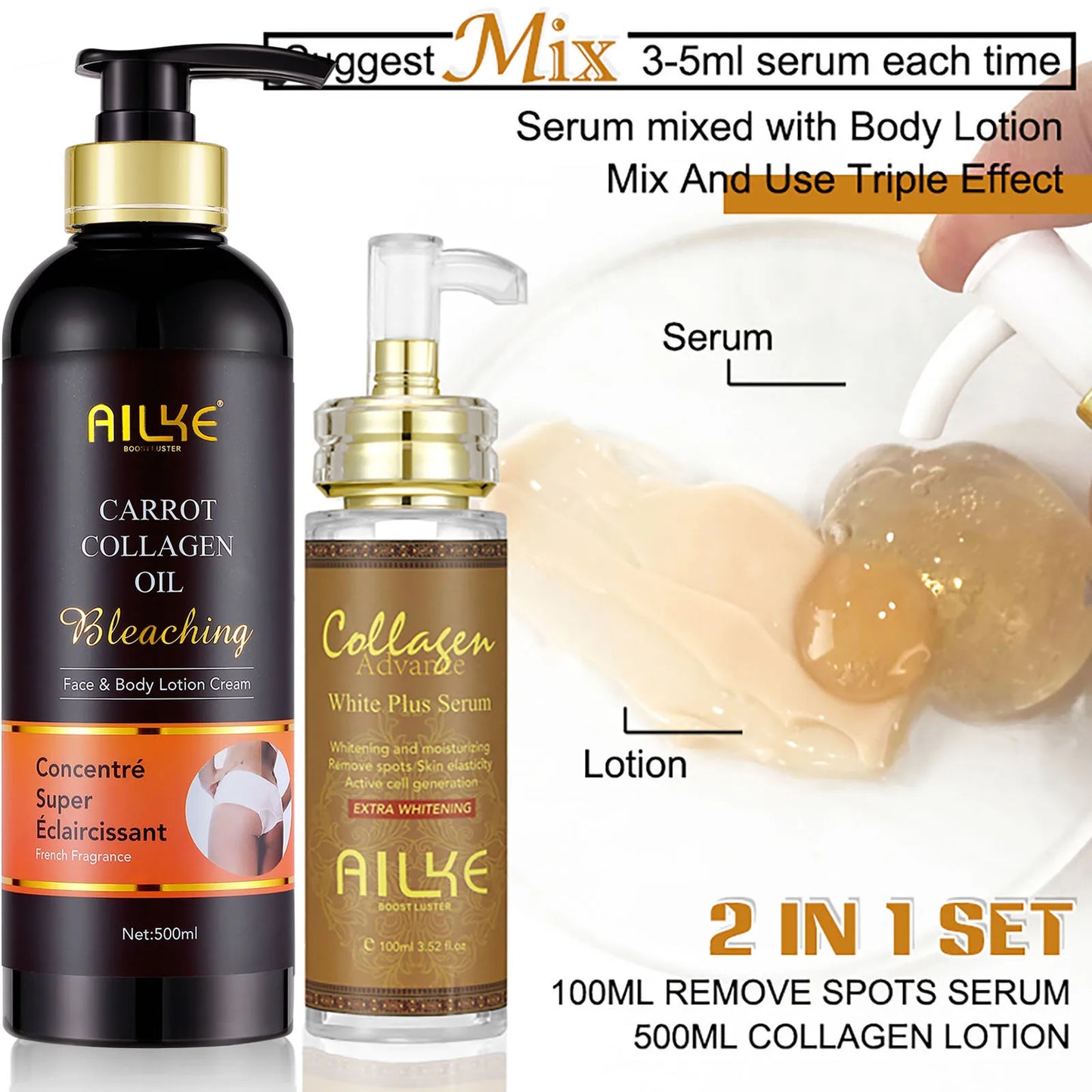 AILKE Collagen Skin Care Kit Whitening For Even Skin Tone