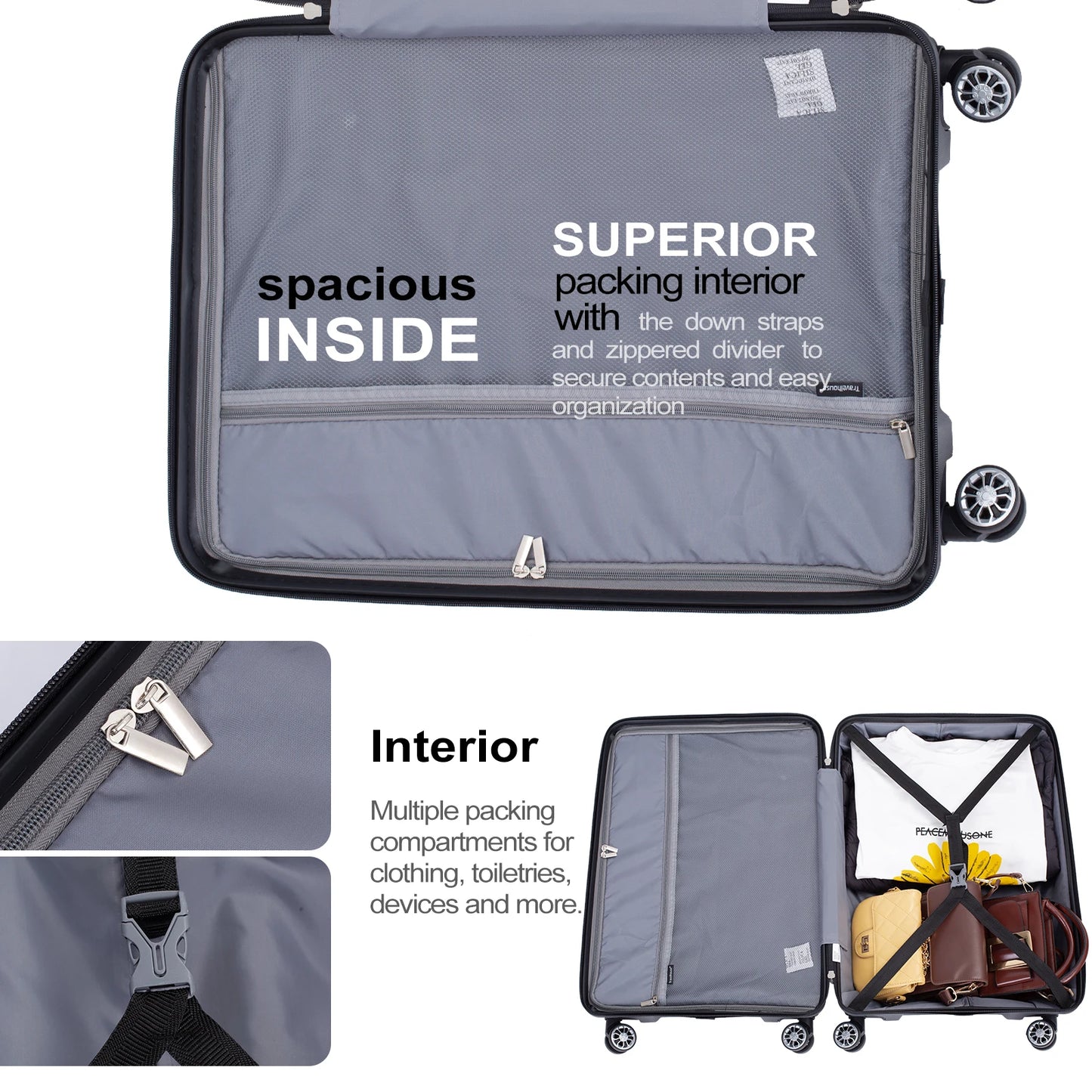 Travelhouse Hardshell Luggage Set 3 Piece With TSA Lock