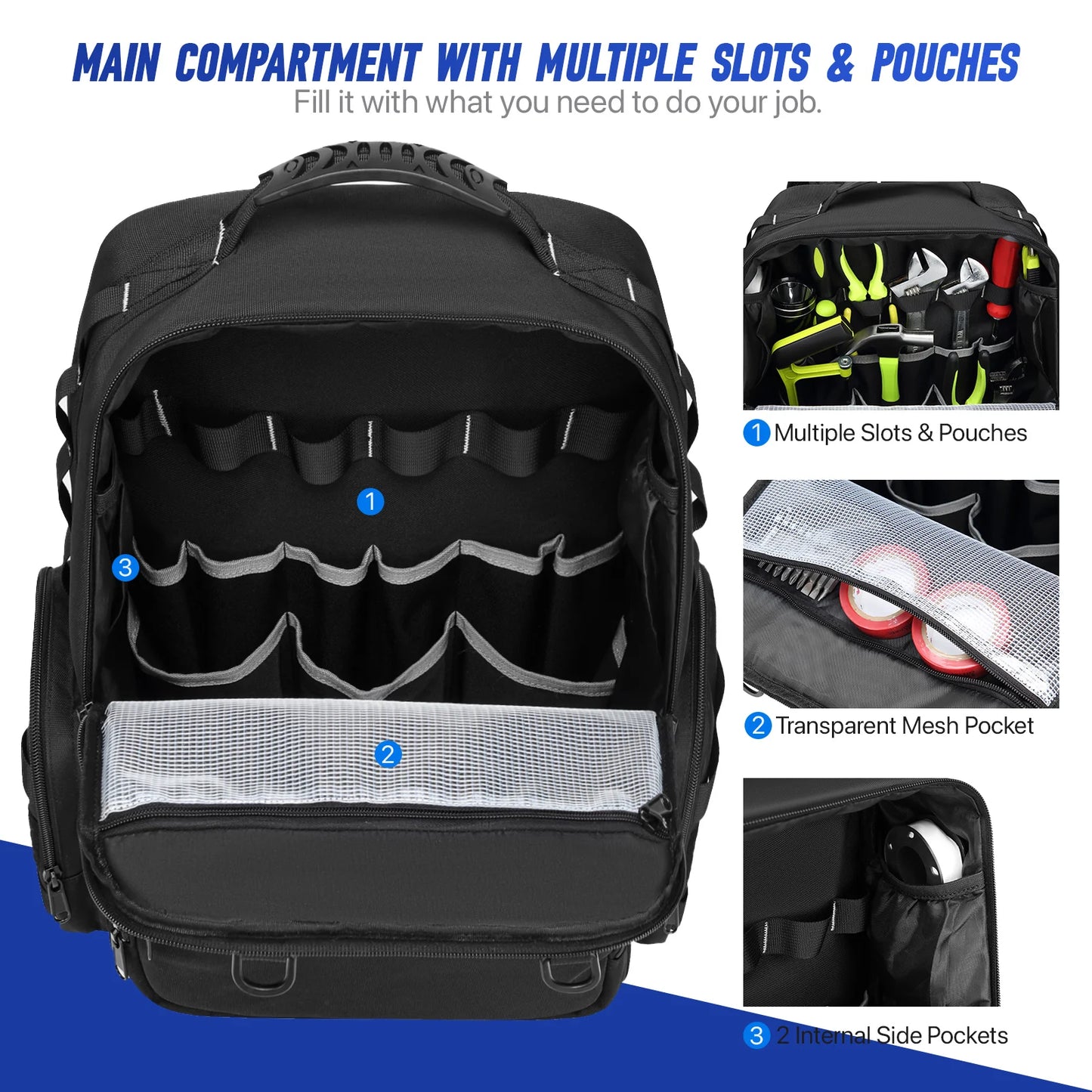 YH GSCN Tool Backpack Heavy Duty Organizer With Pouches
