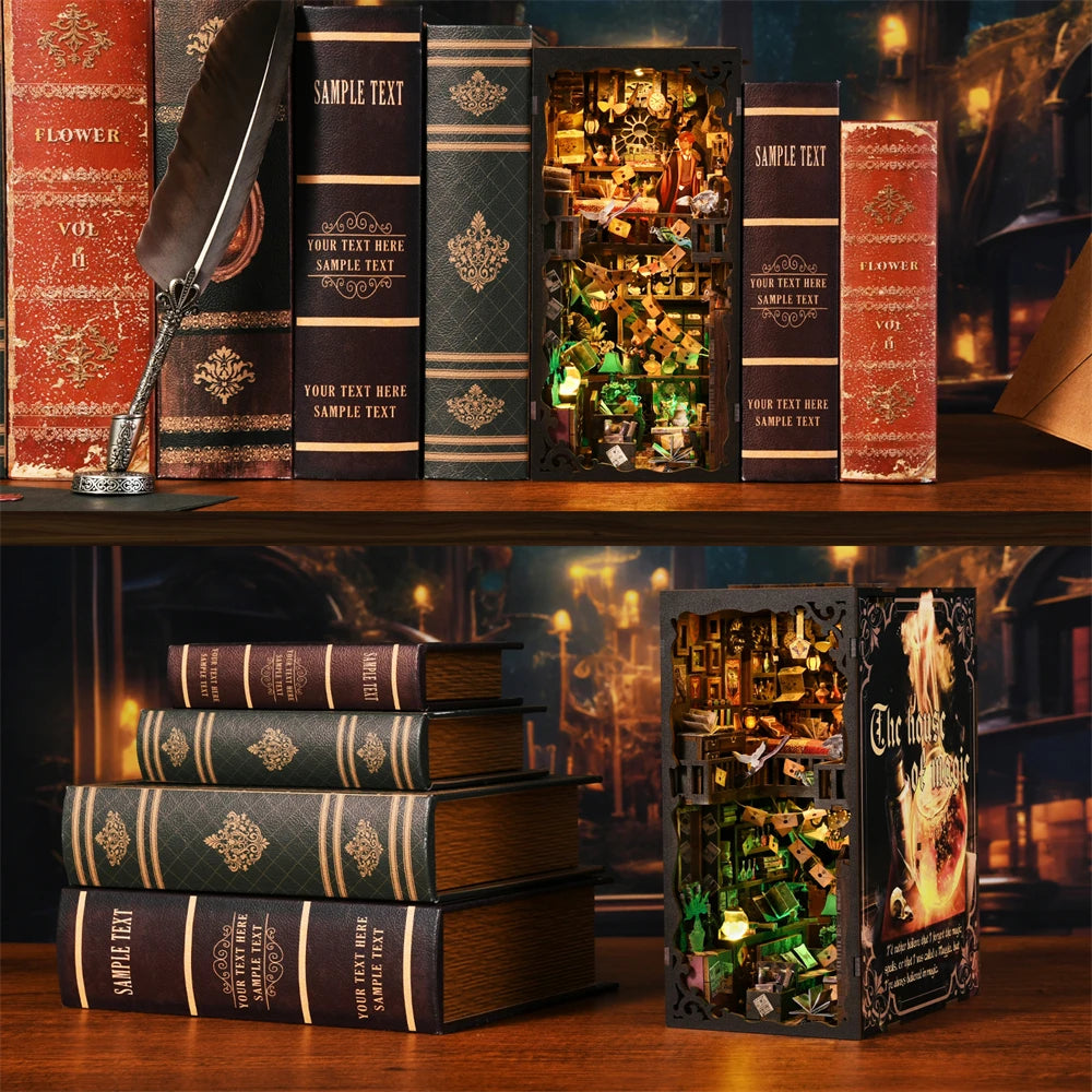 ASLOWSNAIL Book Nook Kit DIY Magic House Wooden Puzzle