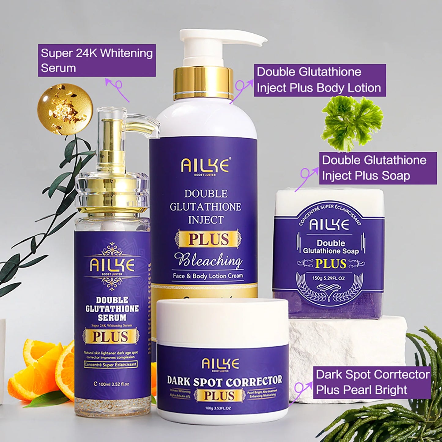 AILKE Glutathione Plus Skin Care Set for Radiant Complexion