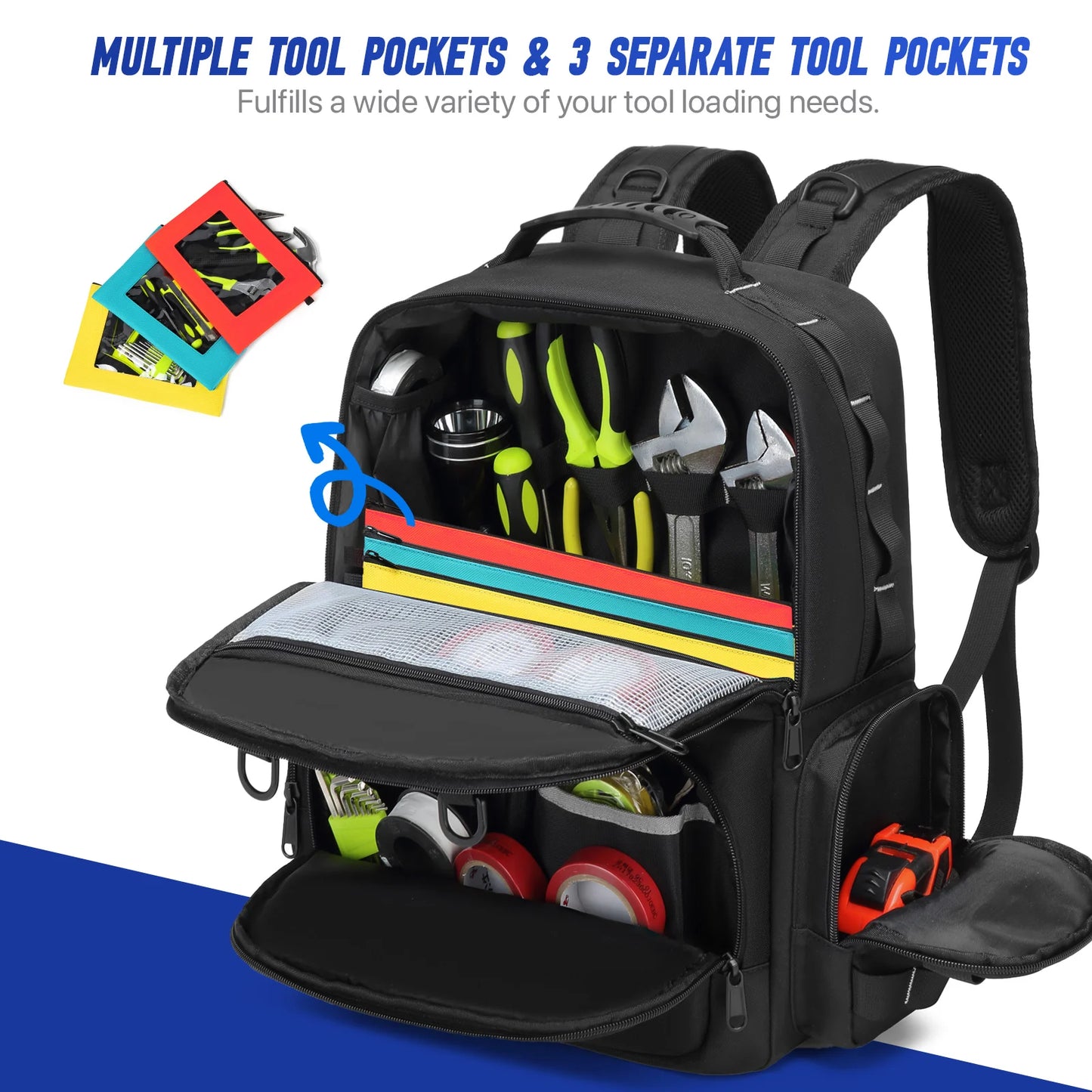 YH GSCN Tool Backpack Heavy Duty Organizer With Pouches