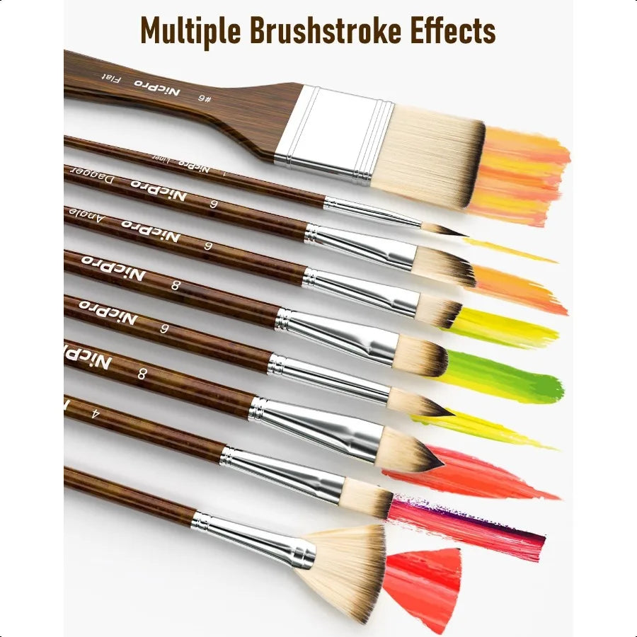 Nicpro 30 Piece Professional Paint Brush Set for Artists