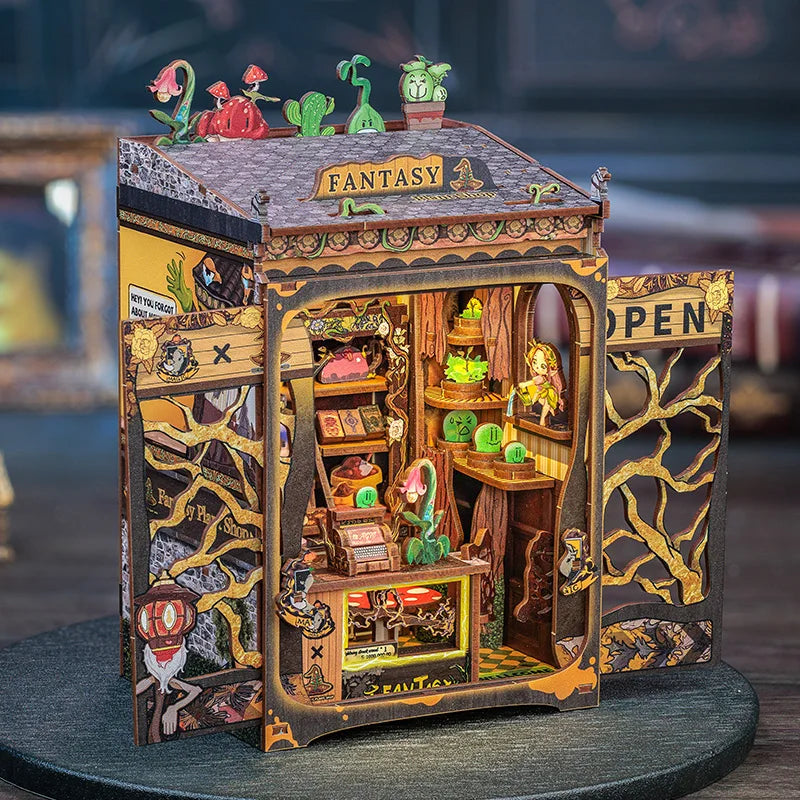Cutebee DIY Book Nook Kit Miniature Wooden Dollhouse Led