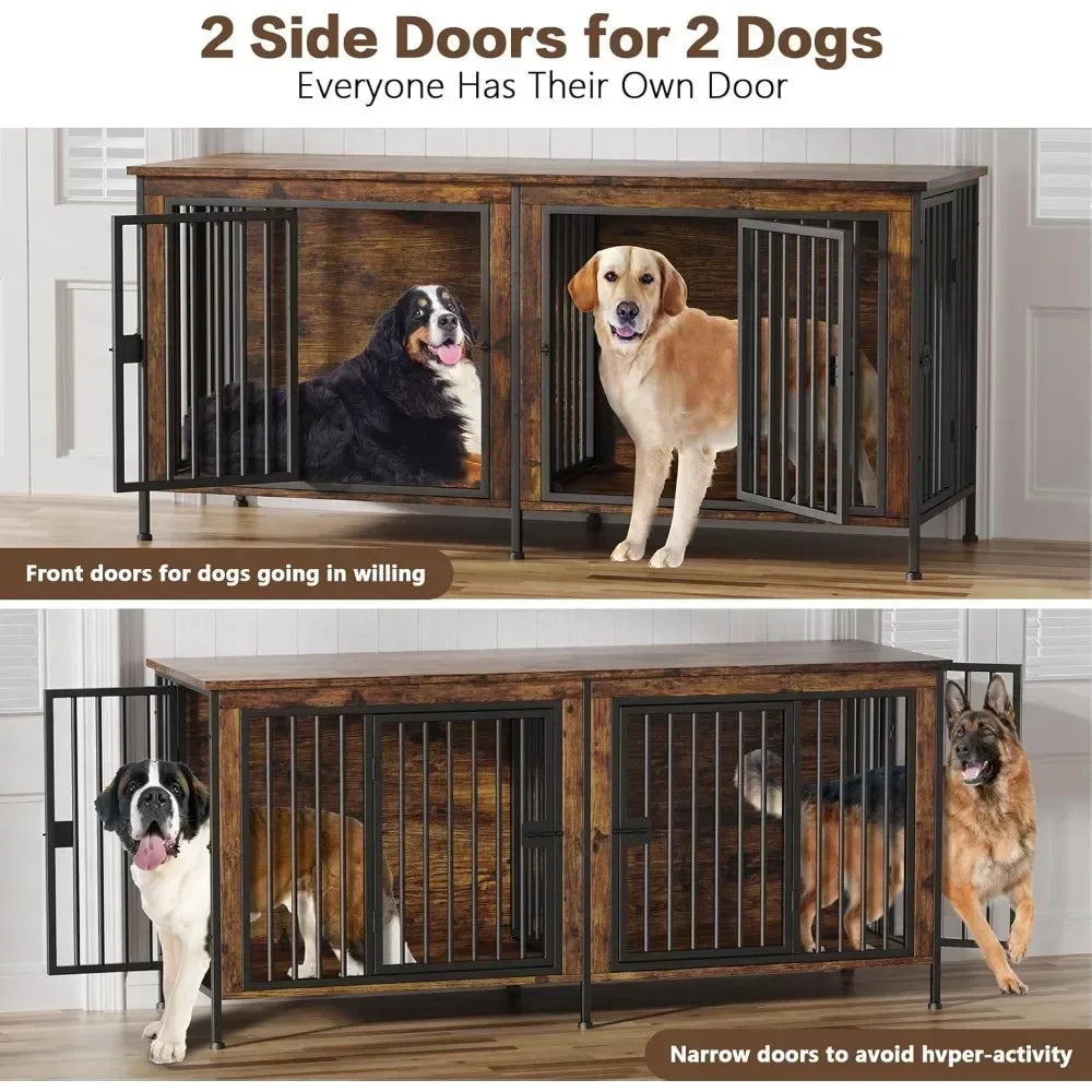 Extra Large Double Dog Crate Furniture for Two Dogs