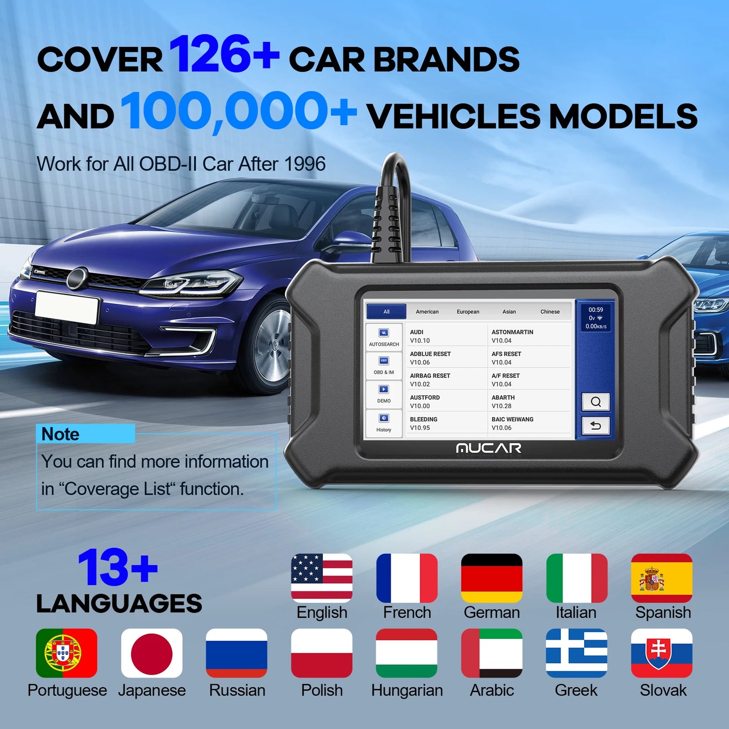 MUCAR CS90 OBD2 Diagnostic Tool with Lifetime Updates and Services