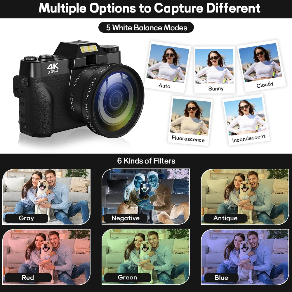 Compact 4K Digital Camera for Vlogs and Creative Photography