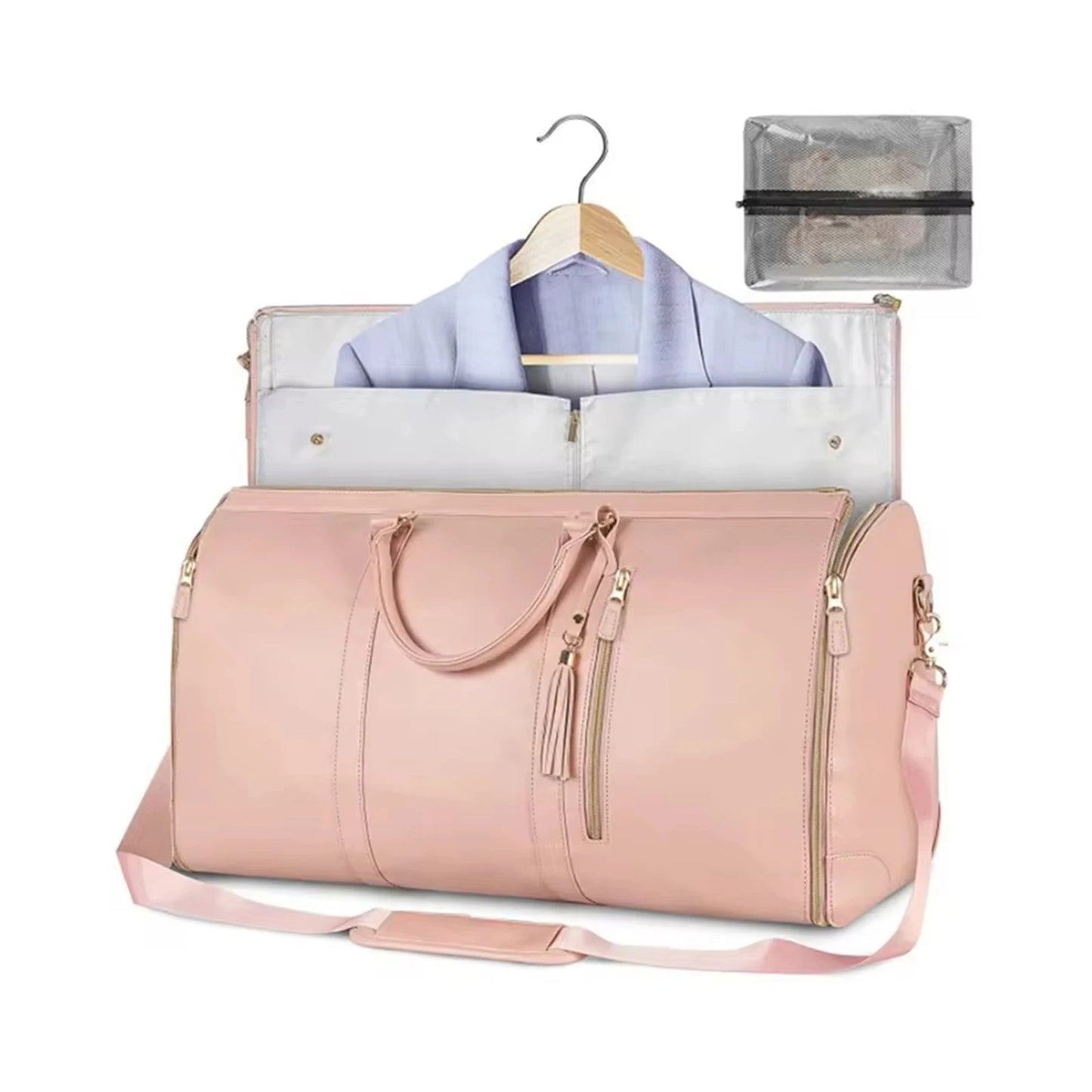 Guangdong PU Leather Garment Duffle Bag Carry On 2In1