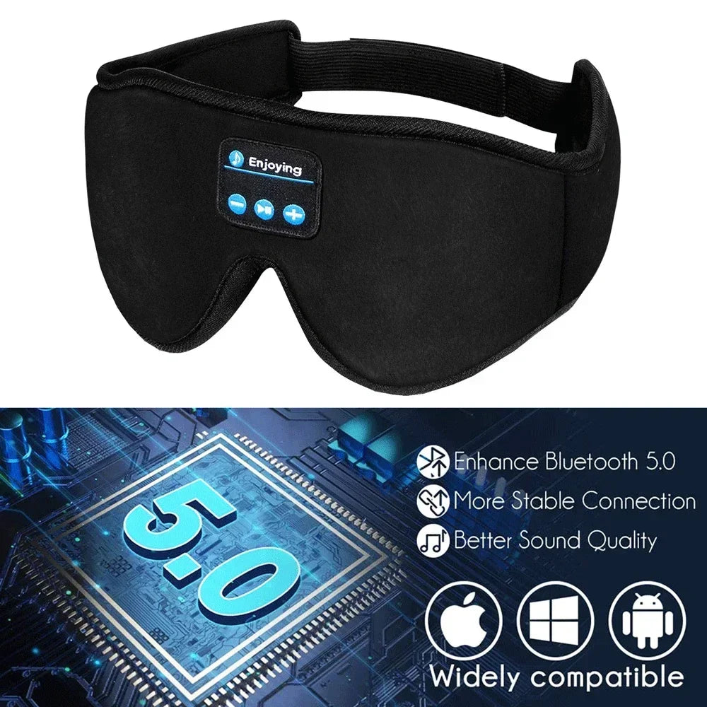 3D Wireless Music Headphone Sleep Eye Mask with Bluetooth Mic