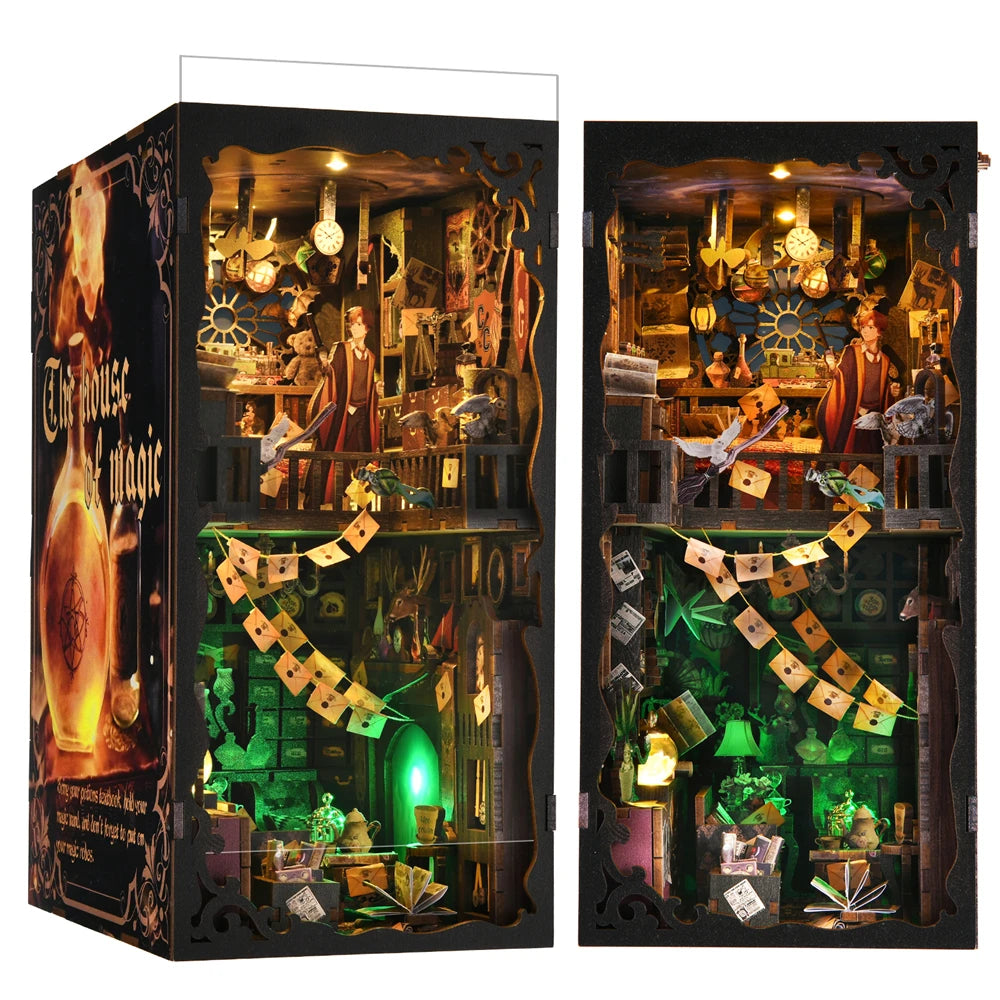 ASLOWSNAIL Book Nook Kit DIY Magic House Wooden Puzzle