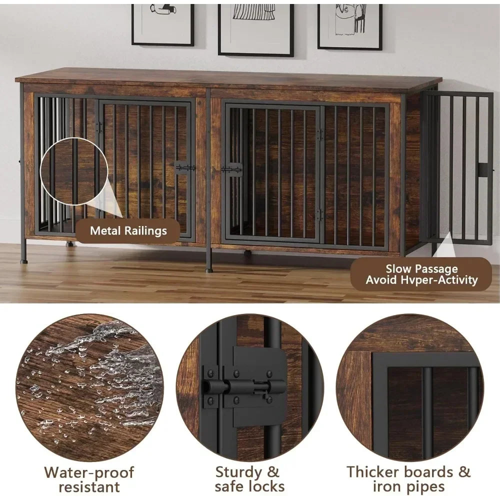 Extra Large Double Dog Crate Furniture for Two Dogs