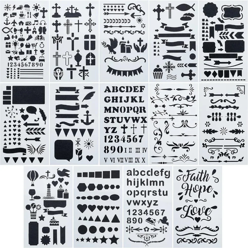 Reusable Journal Stencils Set for Creative Lettering and Design