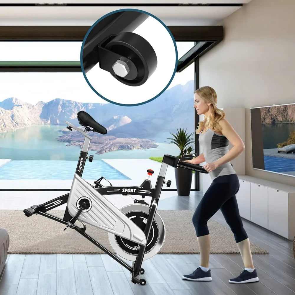 Indoor Stationary Bike with LCD Monitor and Heart Rate Sensor
