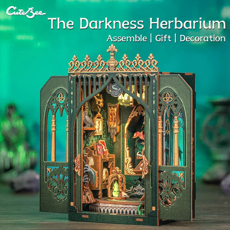 Cutebee DIY Book Nook Kit Miniature Wooden Dollhouse Led