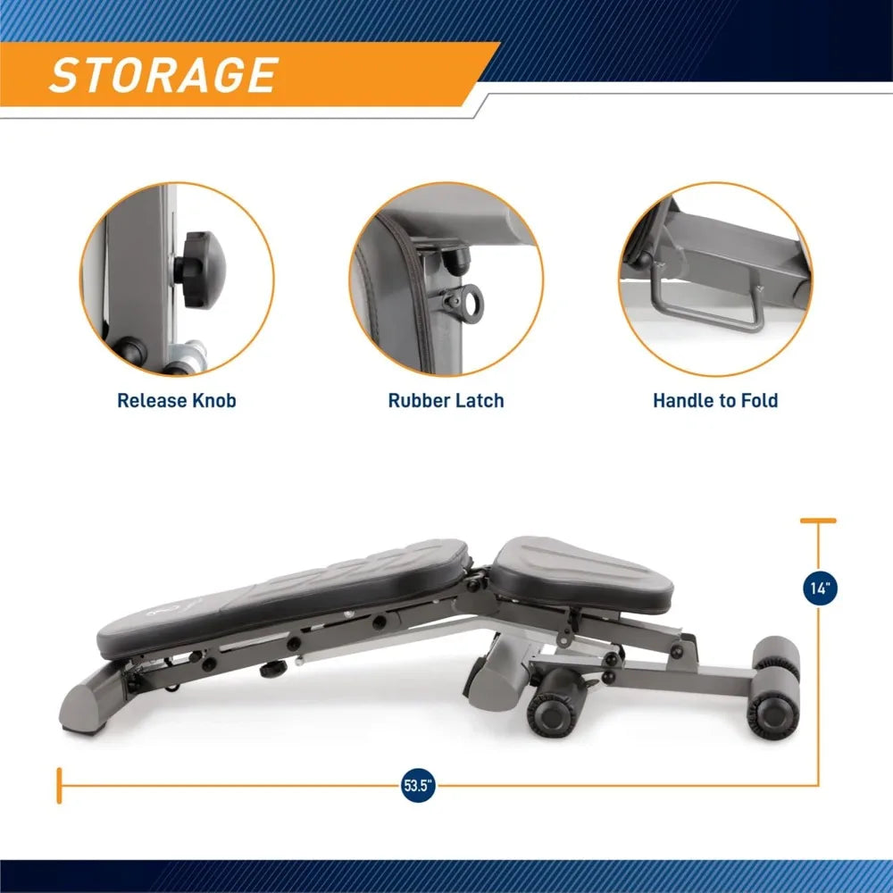 Marcy Deluxe Foldable Utility Bench for Home Gym Workouts