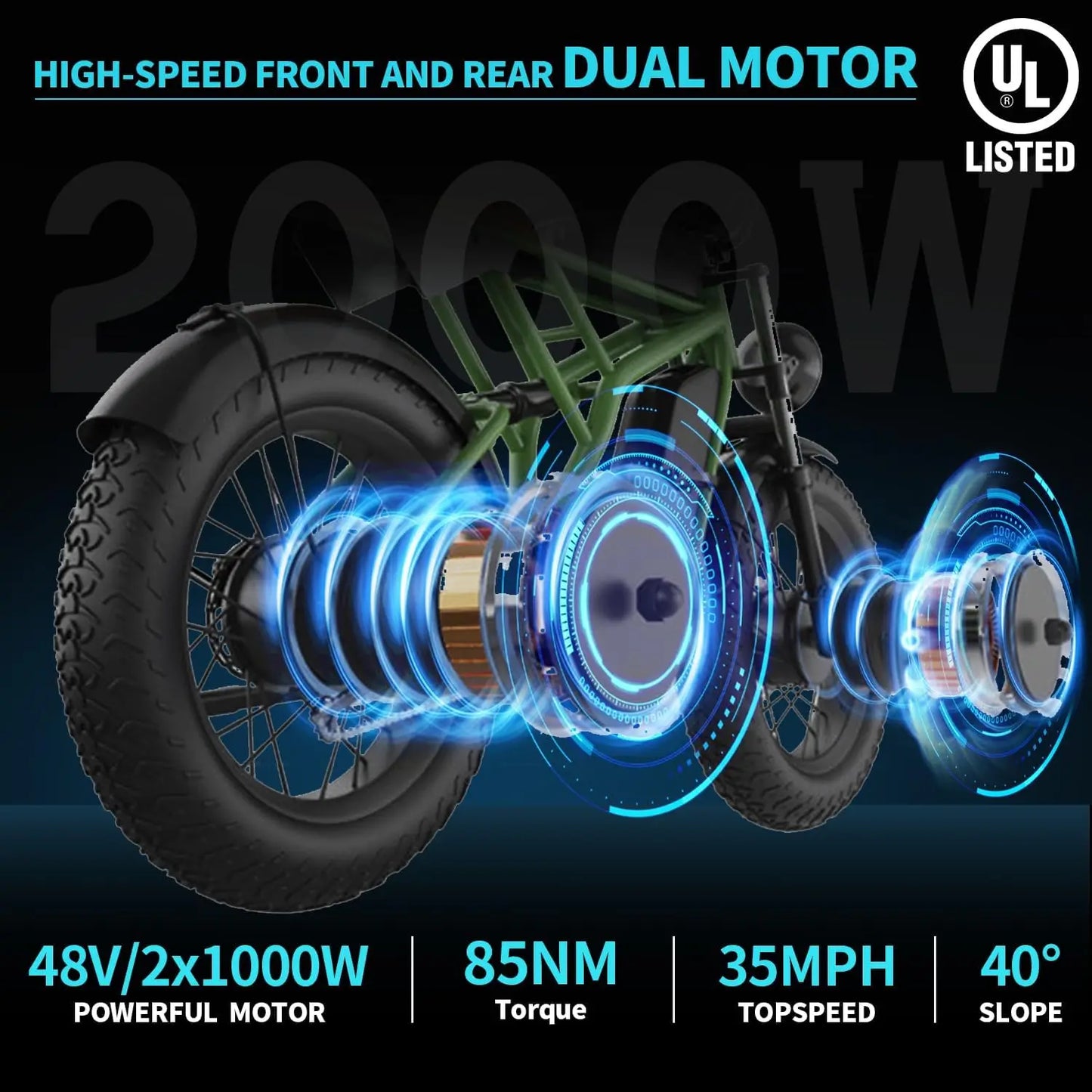 Freego F3 Retro Electric Bike Dual Motor 1000W 48V Battery