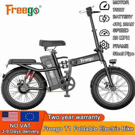 Freego T1 Foldable Electric Bicycle 750W Fat Tire EBike