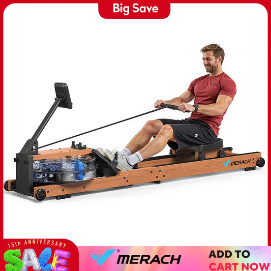 MERACH Foldable Water Rowing Machine for Home Fitness