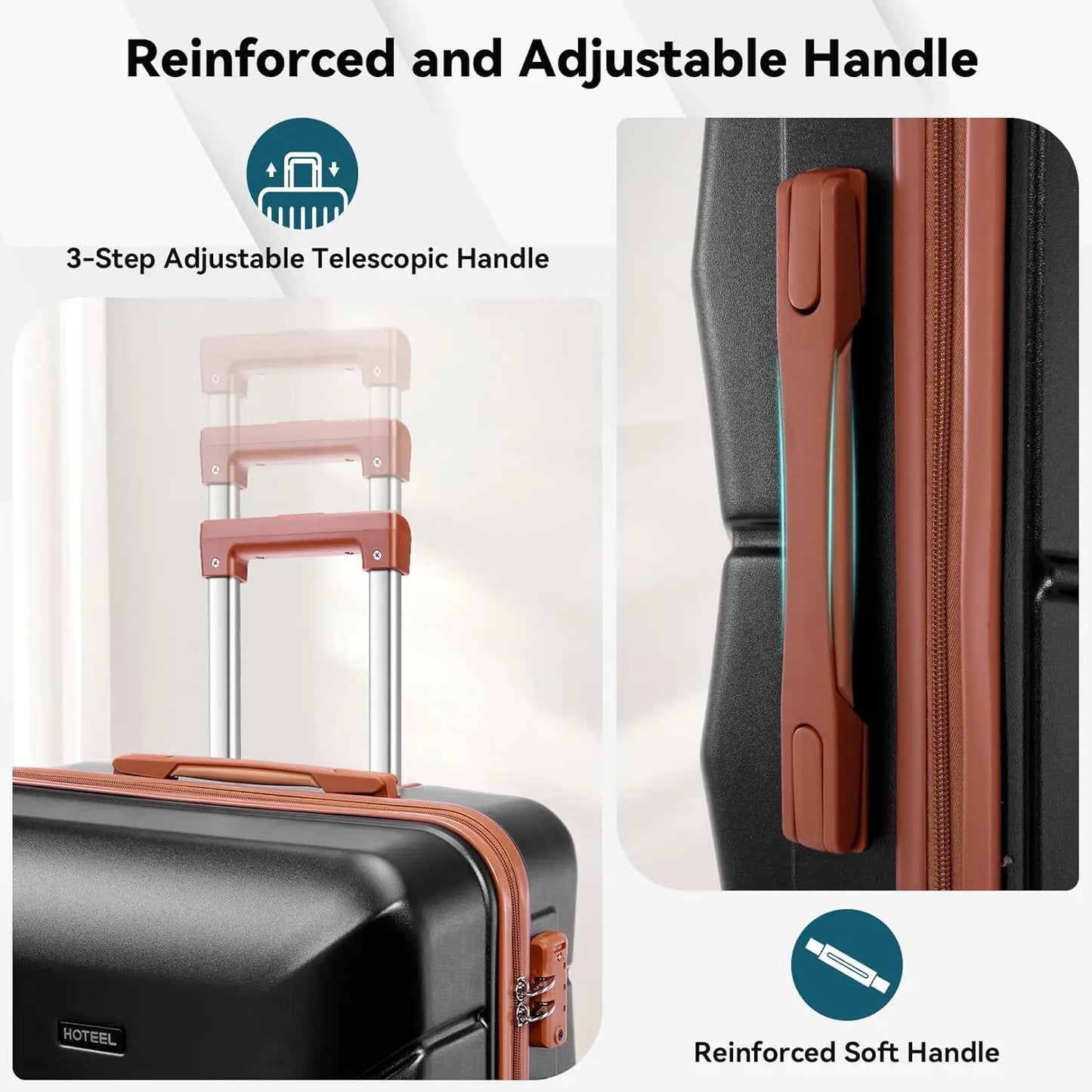 HOTEELCN 3 Piece ABS Luggage Set With Spinner Wheels