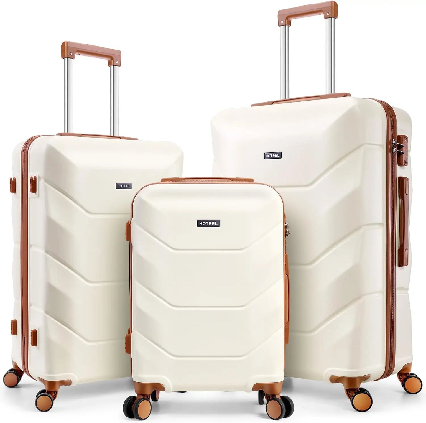 HOTEELCN 3 Piece ABS Luggage Set With Spinner Wheels