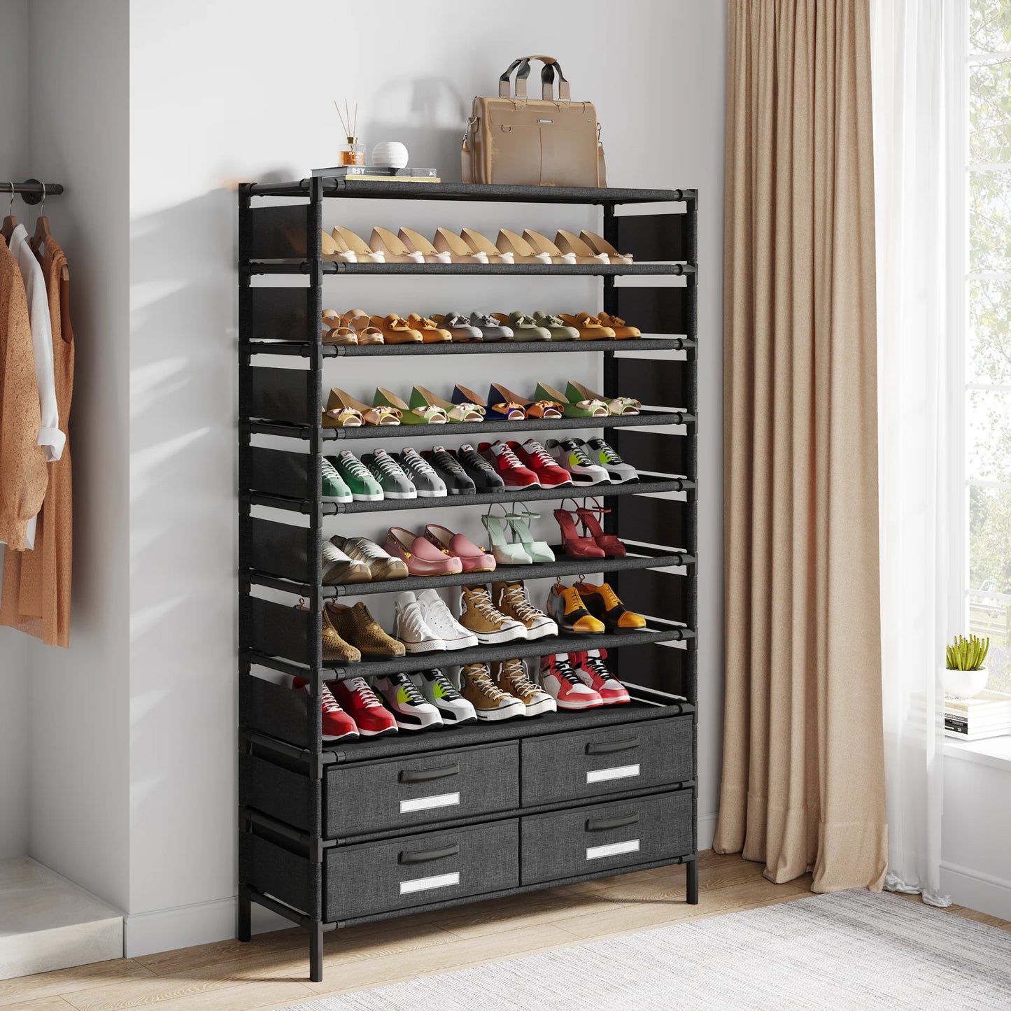 Versatile Multi-Layer Storage Rack for Shoes and Books
