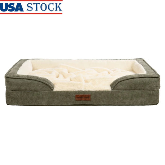 XMSJ Orthopedic Pet Sofa Bed With Removable Plush Cover