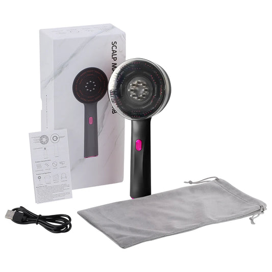 Electric Shiatsu Scalp Massager with Red Light Therapy Comb